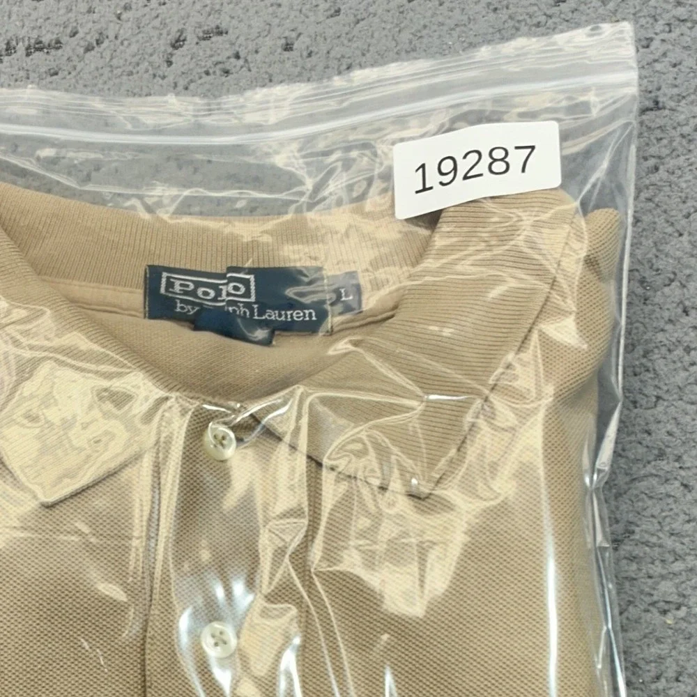 Polo Ralph Lauren Polo Mens Large Tan Short Sleeve Pony Logo Preppy Casual